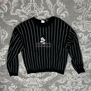 Vintage Disney Mickey Mouse Embroidered Striped Sweatshirt Unisex M
